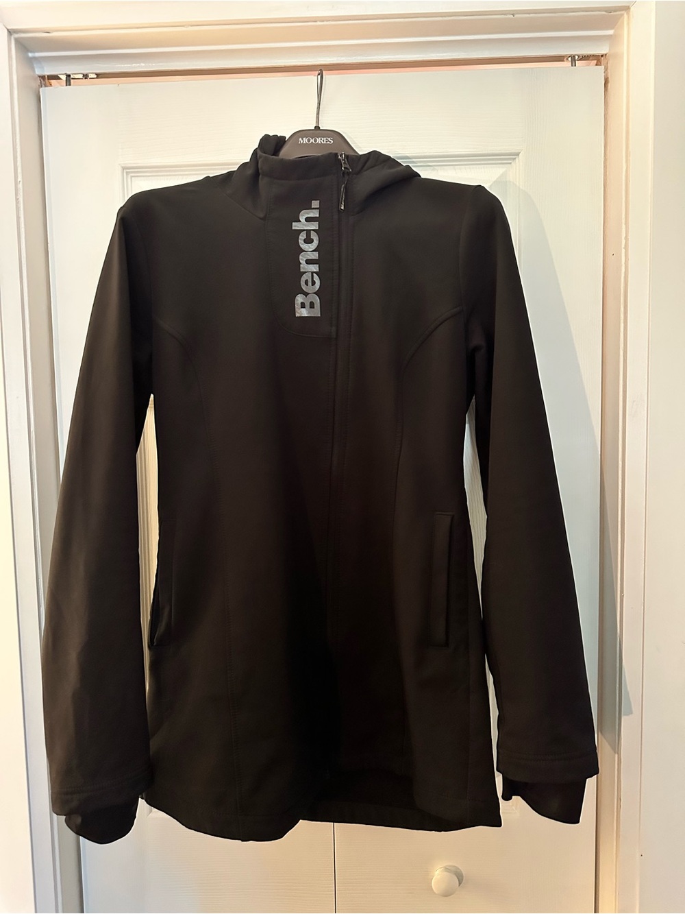Bench Black Hooded Rain Jacket with Vertical Logo